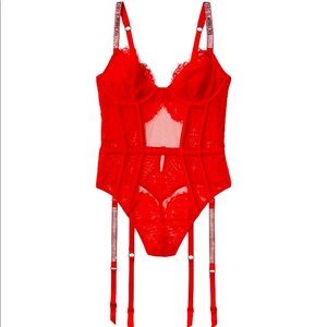 VS LACE TEDDY w/ CRYSTAL STRAPS